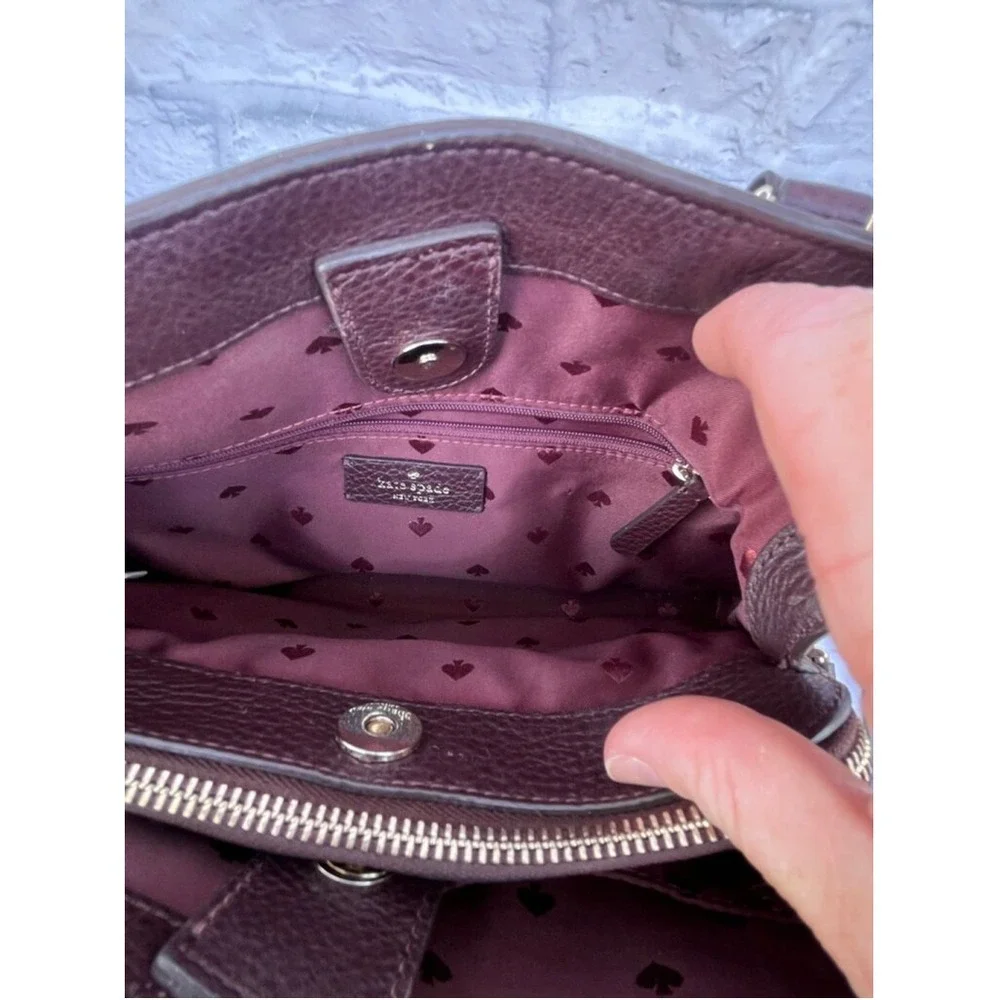 Kate Spade Burgundy Pebbled‎ Leather Top Handle Satchel Bag